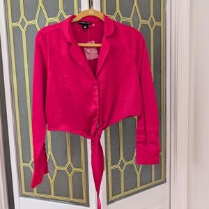 Sincerely Jules Fuchsia Blouse. Button Down. Tie Bottom. NWOT.